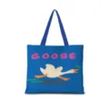 Borsa tote in tela blu con stampa di oca carina, grande borsa a tracolla casual per uso. - Dopamina Orizzontale Piatta 05 (Cinturino Blu)