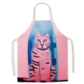 Delantal de cocina con diseño de gato rosa vintage, tela duradera para hornear y limpiar en casa. - Adulto (65x75cm) / Gato rosa