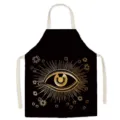 Vista detallada del delantal de lona negra con estampado de ojo místico y estrellas. - Adulto (65x75cm) / Ojo Negro
