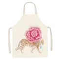 Delantal de cocina vintage con estampado de leopardo y flores, mezcla de algodón, sin mangas. - Adulto (65x75cm) / Leopardo Rojo