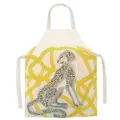 Vintage style cheetah print sleeveless apron for kitchen cooking baking and home cleaning tasks. - Yellow Leopard Style A