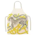 Retro cheetah print detail on vintage style cotton apron, kitchen cooking utility. - Yellow Leopard Style B
