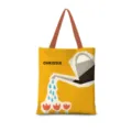 Borsa shopper in tela stile dopamina, borsa a tracolla grande capacità per lavoro e tempo libero. - Dopamina Verticale Piatta 01 (Cinturino Marrone)