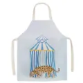 Retro leopard print sleeveless apron for kitchen cooking baking household daily use blue tent design - Light Blue Leopard
