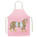 Cute vintage tiger print apron kitchen cooking baking cotton linen waist bib apron dress - Neon Pink Tiger
