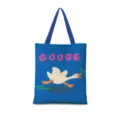 Borsa shopper in tela blu con stampa di oca carina, grande borsa a tracolla casual per shopping. - Dopamina Verticale Piatta 05 (Cinturino Blu)