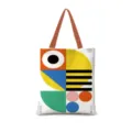 Sac cabas en toile imprime geometrique colore grande capacite sac epaule femme mode. - Vertical 10 (Sangle Marron)