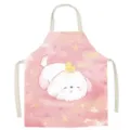 Cute cartoon puppy illustration detail on pink linen kitchen apron fabric close up view. - Cute Dog-6