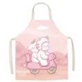 Cute cartoon dog print cotton linen apron, sweet pink kitchen cooking smock for home. - Cute Dog-7