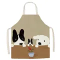 Abstract cute dog print cotton linen kitchen apron detail view, comfortable sleeveless design. - Abstract Dog Family 8