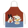 Cute cartoon dog pattern cotton linen kitchen apron detail showing funny cooking style. - Abstract Dog Family 10