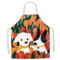 Cute dog tulip print cotton linen apron, perfect for kitchen cooking and baking use. - Abstract Dog Family 11