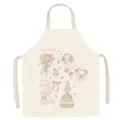 Cream white cute ballet apron with lovely illustrations and english text prints for kitchen use. - 45x56cm (Child Thickened Cotton Linen) / Creamy Ballet Style-2