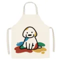 Süße Cartoon-Hund Druck Leinen Erwachsenen Schürze Küche Kochen Schmutzabweisend Detail - Niedlicher Cartoon-Hund 2