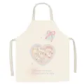 Detailed close-up view of cute cartoon rabbit cream ballet style kitchen apron fabric. - 45x56cm (Child Thickened Cotton Linen) / Creamy Ballet Style-3