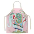 Pink elephant print kitchen apron detail, vintage animal style cooking baking bib for home. - 65x75cm Adult / Elephant Print