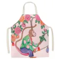 Vintage monkey pattern kitchen apron, sleeveless cotton linen cooking baking bib for home use. - 65x75cm Adult / Pink Monkey