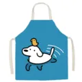 Detalle de delantal de cocina de algodón lino perro lindo, bata cómoda sin mangas para adultos. - Talla de Niño (45x56cm) / Perro de dibujos animados lindo 10