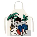 Delantal de cocina con perro de dibujos animados nórdicos, delantal de lino sin mangas. - Talla de Adulto (65x75cm) / Perro de dibujos animados lindo 12
