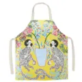 Vintage monkey floral print kitchen apron, stylish artistic cooking baking bib for home use. - Yellow Monkey Print