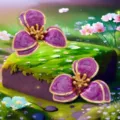 Chic vintage style purple flower earrings with gold trim elegant design for women daily wear fashion - Purple
