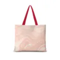 Sac cabas en toile marbre rose sac bandoulière esthétique sac shopping quotidien loisir - Abstrait Littéraire Horizontal 07 [Sangle Rouge]