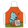 Detailed shot of cute cartoon dog apron featuring a blue bear and calendar print for kitchen use. - Cute Dog Style 14
