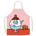 Close-up detail of cute cotton kitchen apron featuring sweet ice cream and lovely puppy art. - Cute Dog Style 16