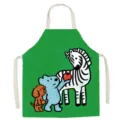 Cute cartoon animal print cotton linen kitchen apron, practical cooking anti-fouling smock. - Cute Dog Style 17