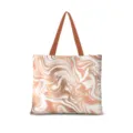 Sac cabas en toile élégant doté d'un joli motif marbré abstrait en or rose et blanc. - Abstrait Littéraire Horizontal 10 [Sangle Brune]