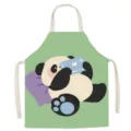 Tablier de cuisine imprimé panda de dessin animé vert sans manches en coton pour la - 65x75cm Adulte Épaissi Coton Lin / Panda Dopamine 1