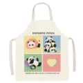 Détail d'imprimé panda dopamine mignon sur tablier en coton beige, idéal pour cuisiner. - 65x75cm Adulte Épaissi Coton Lin / Panda Dopamine 4