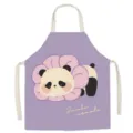 Nordic dopamine cute panda kitchen apron, purple sleeveless cooking fabric cover-up for home. - Dopamine Panda 5