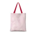 Vue détaillée du sac cabas en marbre rose, sac à bandoulière en toile pour le travail quotidien. - Abstrait Littéraire Vertical 06 [Sangle Rouge]