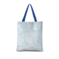 Sac cabas en toile de coton avec motif marbré bleu élégant et anses solides pour un usage quotidien. - Abstrait Littéraire Vertical 09 [Sangle Bleue]