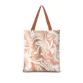 Sac cabas en toile avec motif marbre abstrait, sac à épaule décontracté pour le quotidien. - Abstrait Littéraire Vertical 10 [Sangle Brune]