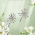 Silver starburst earrings unique firework shape alloy metal statement ear studs for women - Silver Gray
