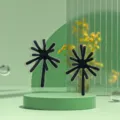 Close-up details of black firework-shaped alloy earrings, exaggerated avant-garde style. - Black