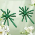 Green metal firework stud earrings, exaggerated urchin alloy design, chic fashion jewelry. - Green