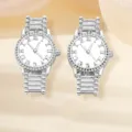 Silver watch shaped stud earrings for women, trendy metal quartz design fashion jewelry. - Stud Earrings / Silver Gray
