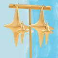 Gold puffed star earrings minimalist geometric celestial drop earrings trendy jewelry for women - Golden Yellow