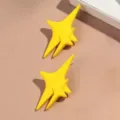 Bright yellow asymmetric star stud earrings, stylish geometric daily versatile jewelry. - Yellow