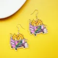 Cute acrylic dumpster fire earrings with funny quote, trendy cartoon doodle drop earrings. - Funny English Slogan Style 2