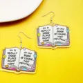 Cute acrylic book dangles earrings funny English text graphic earrings jewelry accessories - Funny English Slogan Style 4