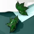 Exaggerated green leaf earrings statement retro flower ear studs fashion street style jewelry - Green