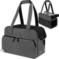 Graue tragbare Haustiertasche atmungsaktives Netz Hunde Katzen Reisekoffer mit Taschen - 43x20.5x30cm / Dunkelgrau
