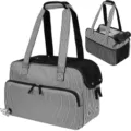 Tragbare schwarz-weiße gestreifte Haustiertasche mit atmungsaktivem Netz und vielen Taschen. - 43x20.5x30cm / Schwarz-weiße Streifen