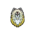Close-up van een schattige Pomeranian hondenkop emaillen speld van legering, ideaal voor tassen. - Dwergkeeshond (E14-6-536)