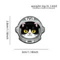 Cute astronaut cat enamel pin cartoon metal badge backpack accessories decorative brooches - Black and White Cat Astronaut (E16-5-708)