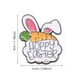 Close-up detail of cute Easter bunny ears and carrot enamel brooch pin, vibrant colors, metal. - Carrot Bunny Ears